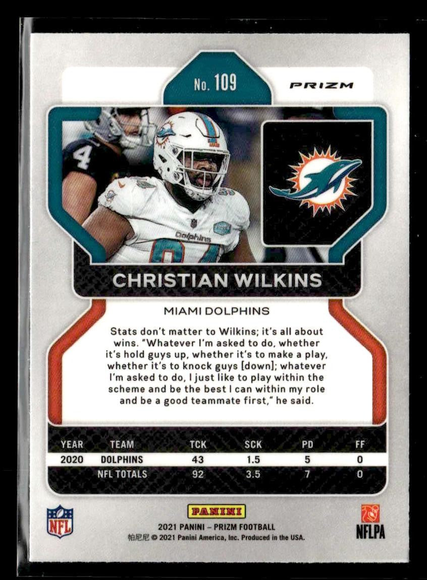 2021 Panini Prizm #109 Christian Wilkins Silver