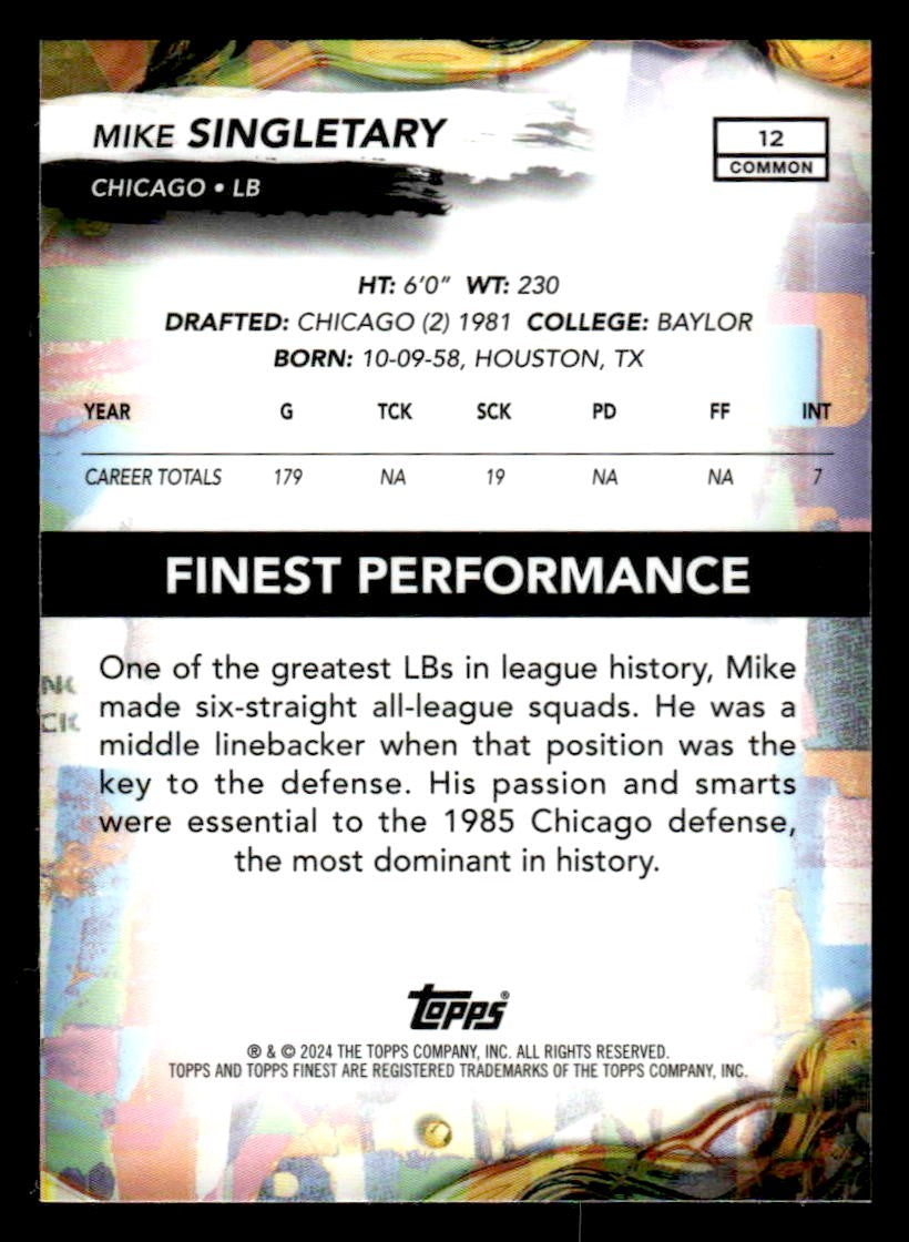 2024 Finest #12 Mike Singletary