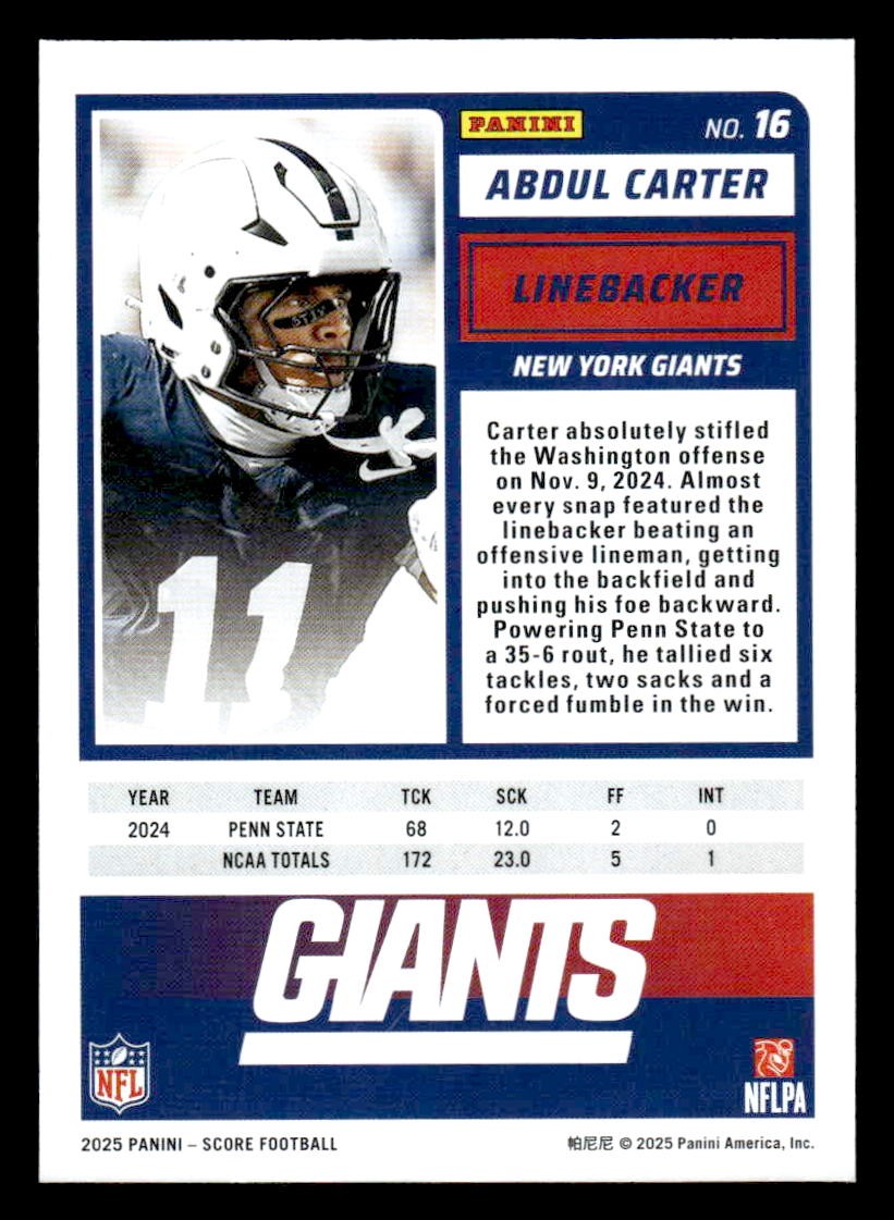 2025 Score #16 Abdul Carter