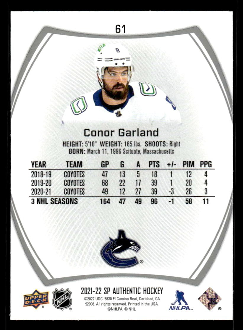 2021-22 SP Authentic #61 Conor Garland