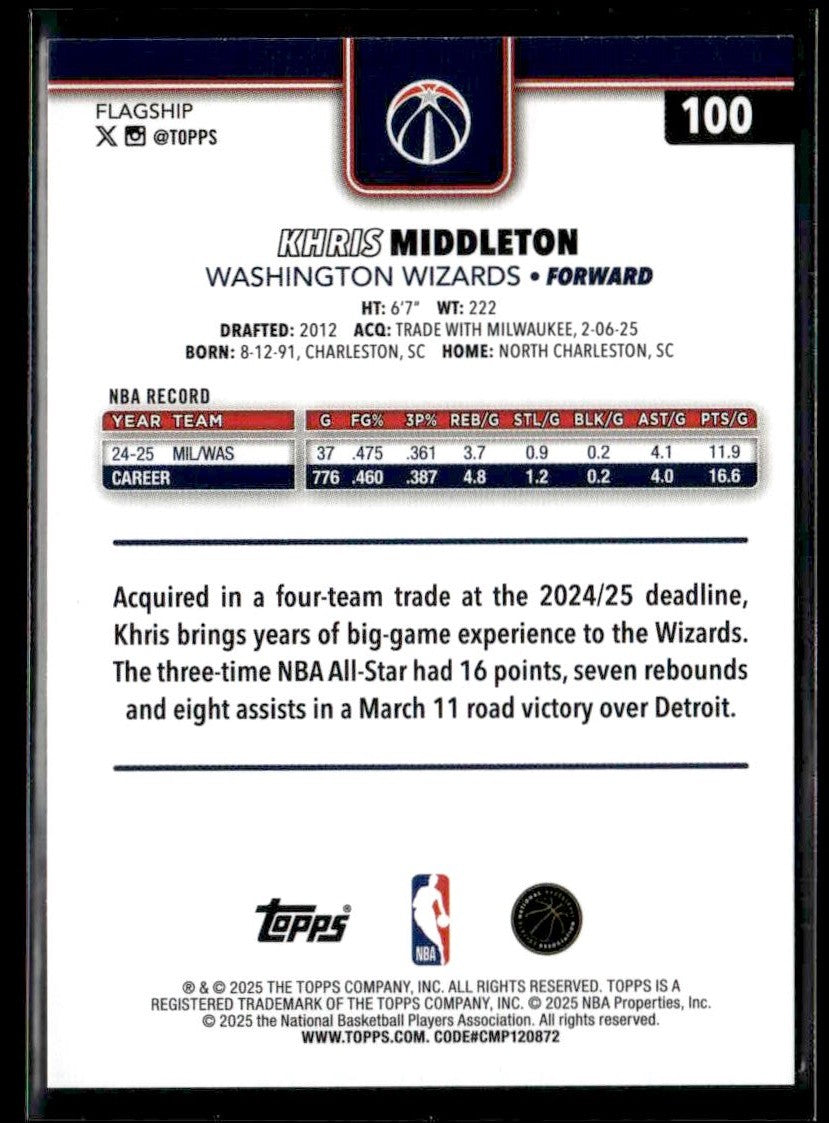 2025-26 Topps #100 Khris Middleton