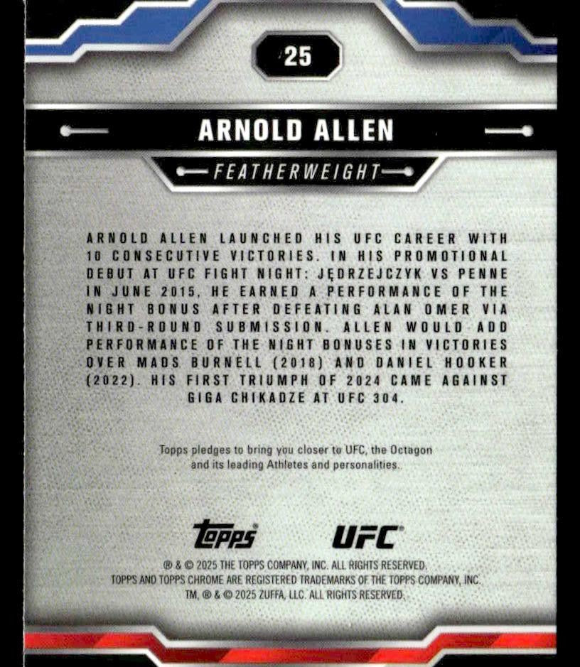 2025 Topps Chrome UFC #25 Arnold Allen Negative Refractor