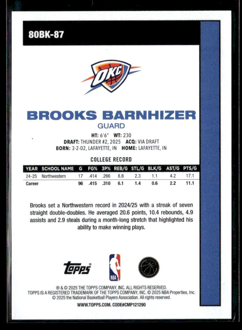 2025-26 Topps #80BK-87 Brooks Barnhizer 1980-81 Topps Basketball