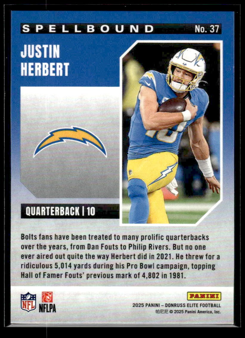 2025 Donruss Elite #37 Justin Herbert Spellbound #/799