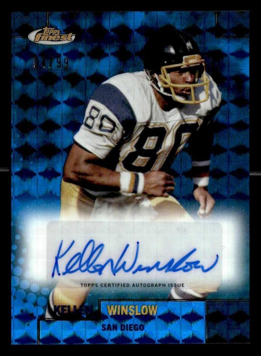 2024 Finest #FBA-KW Kellen Winslow Flashback Autos Blue Geometric Refractor #/99