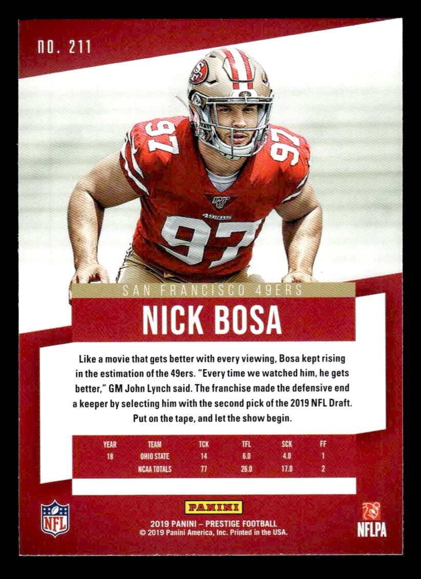 2019 Panini Prestige #211 Nick Bosa Xtra Points Green