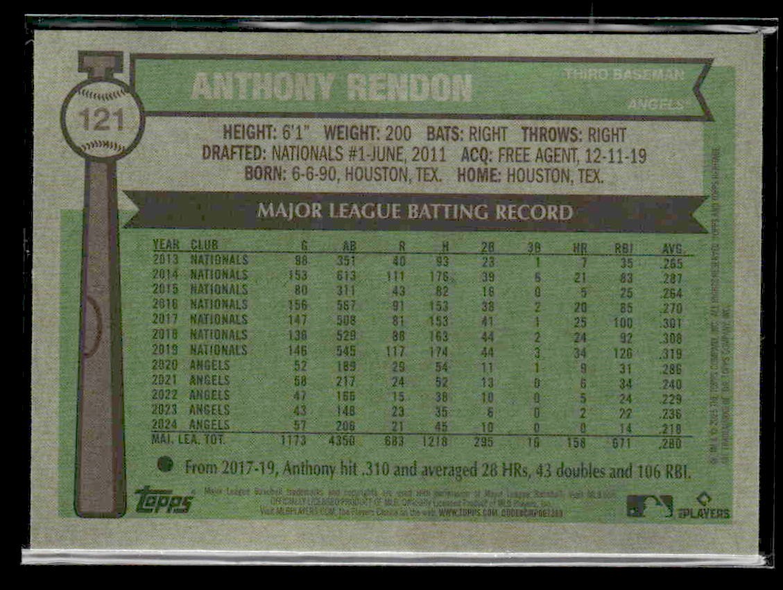 2025 Topps Heritage #121 Anthony Rendon Chrome Aqua Sparkle Refractor
