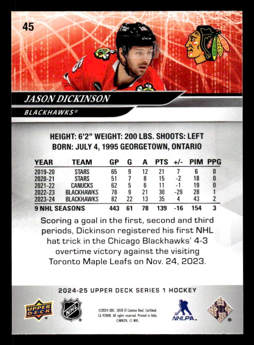 2024-25 Upper Deck #45 Jason Dickinson