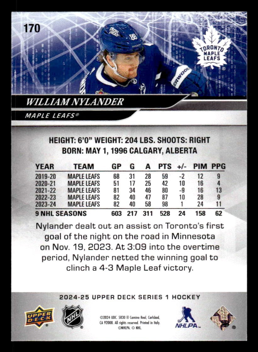 2024-25 Upper Deck #170 William Nylander