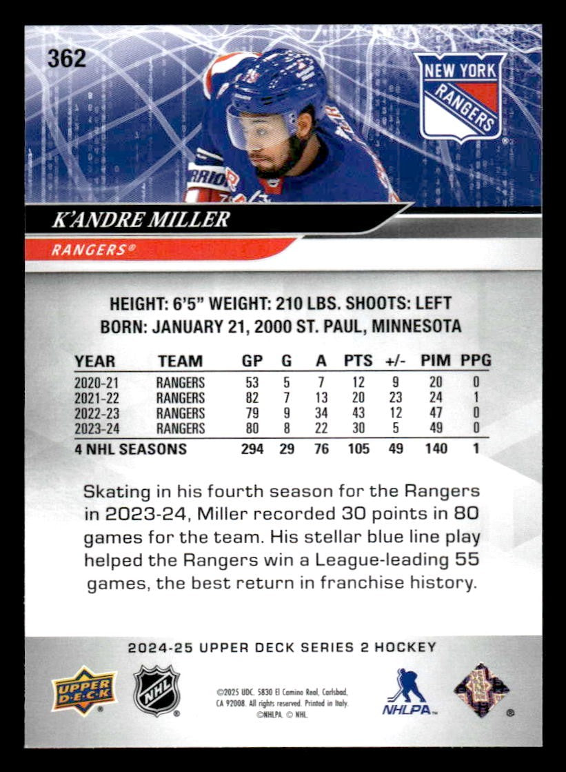 2024-25 Upper Deck #362 K'Andre Miller