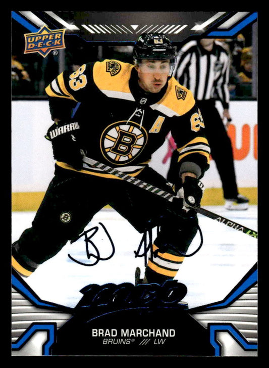 2022-23 Upper Deck MVP #214 Brad Marchand Blue Script