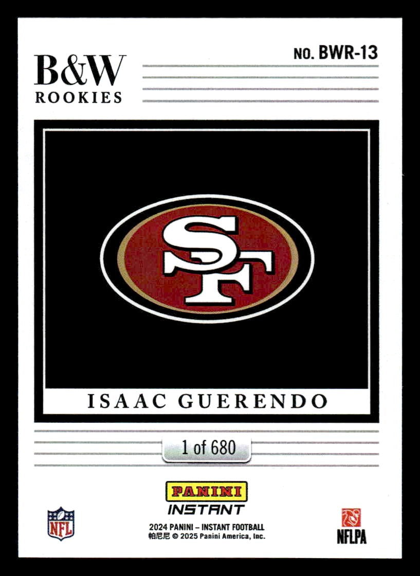 2024 Panini Instant NFL Black & White Rookies #BWR-13 Isaac Guerendo