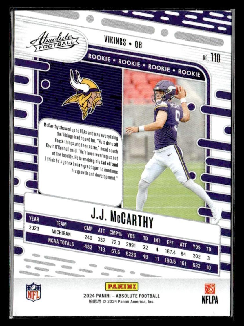 2024 Panini Absolute #110 J.J. McCarthy Retail