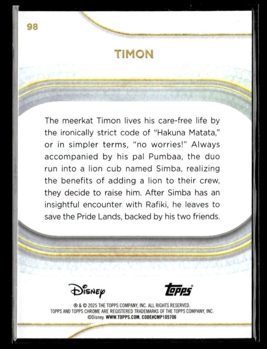 🌟 Timon — 2025 Topps Chrome Disney #98 🌟