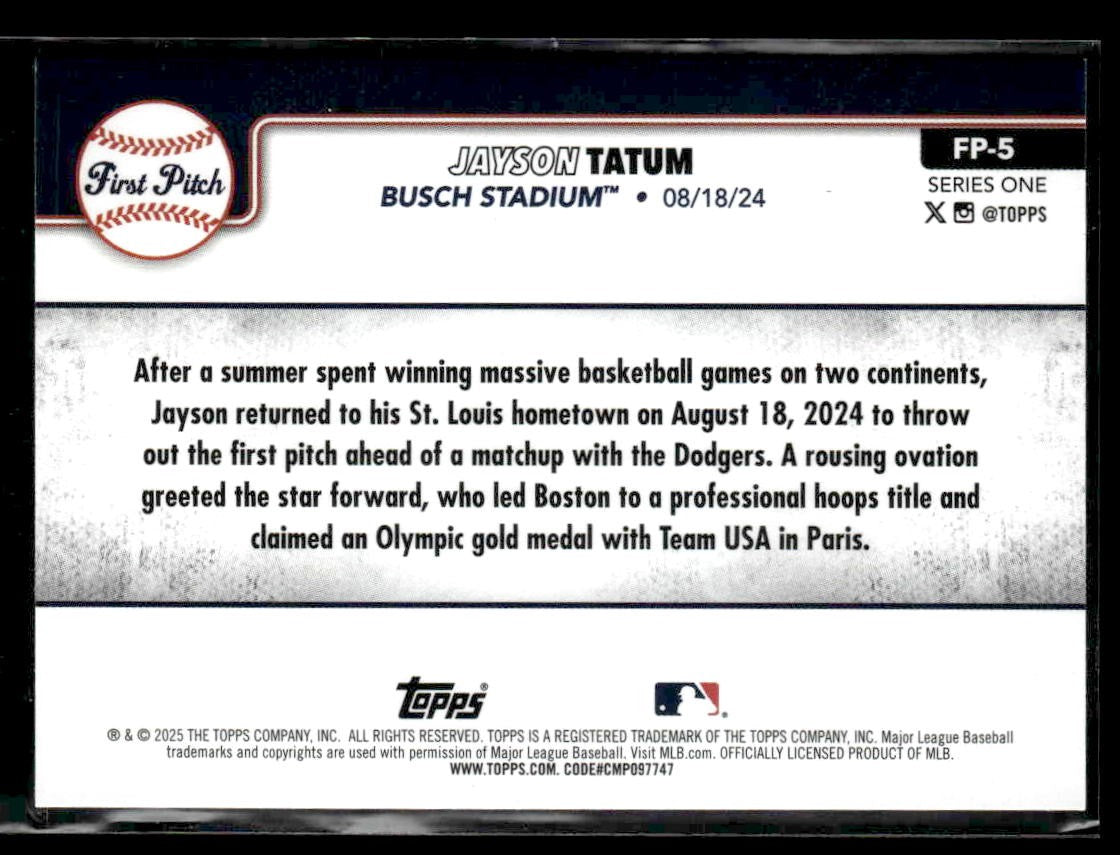 2025 Topps #FP-5 Jayson Tatum First Pitch (Series One)