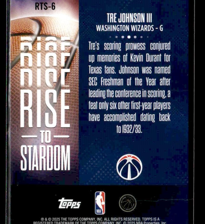 2025-26 Topps #RTS-6 Tre Johnson III Rise to Stardom Rainbow Foilboard