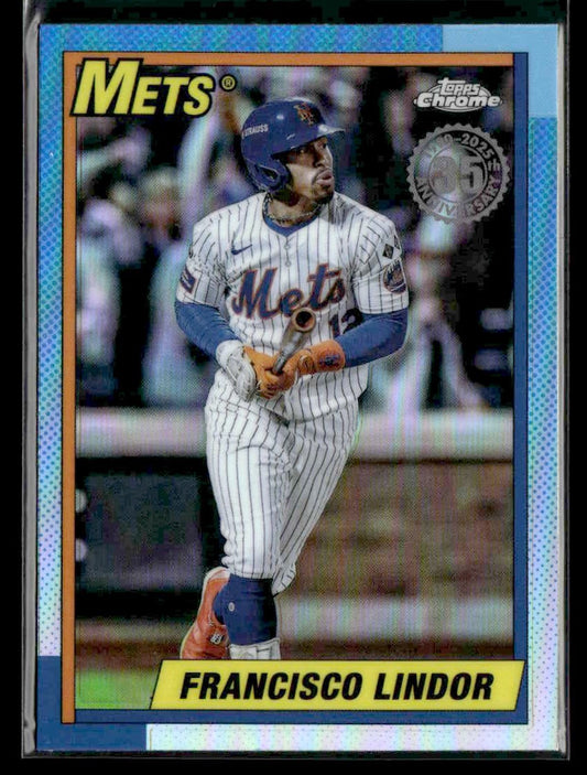 2025 Topps Chrome #90CB-10 Francisco Lindor 1990 Topps Baseball 35th Anniversary