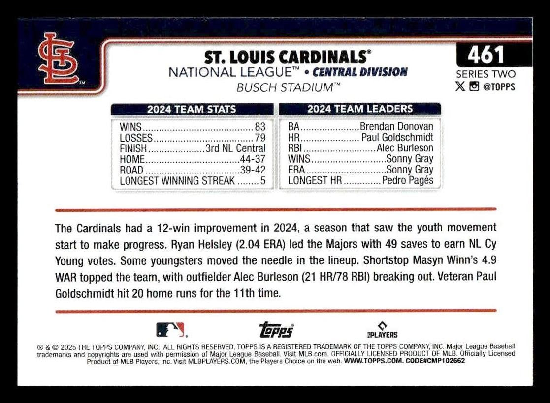 2025 Topps #461 St. Louis Cardinals