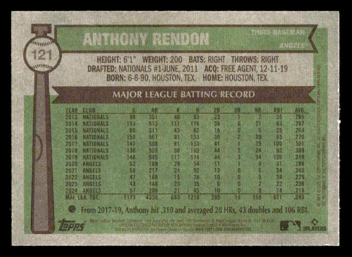 2025 Topps Heritage #121 Anthony Rendon