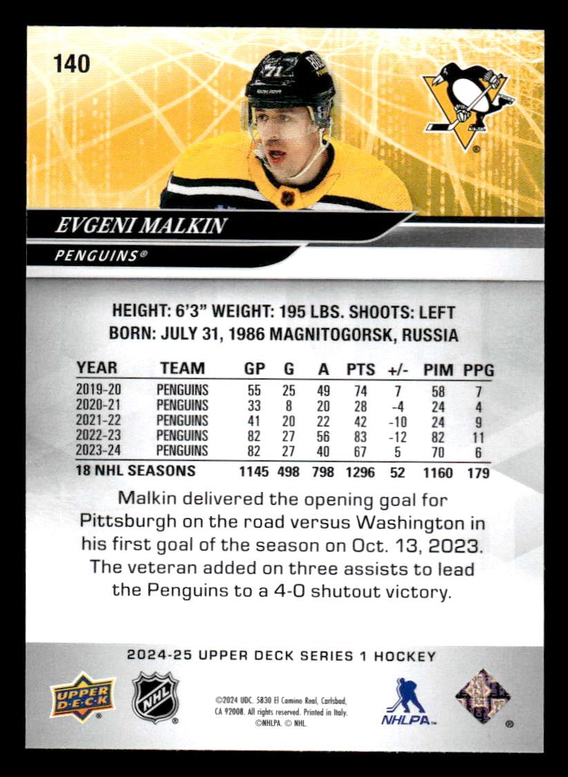 2024-25 Upper Deck #140 Evgeni Malkin