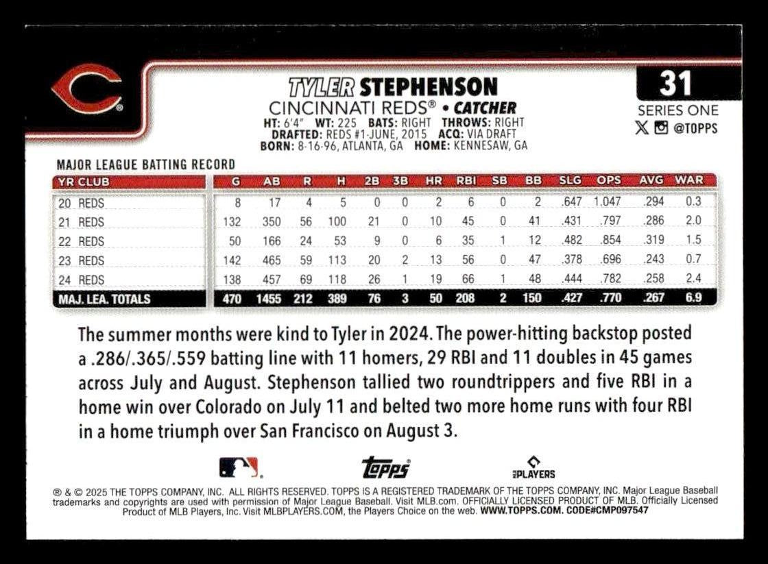 2025 Topps #31 Tyler Stephenson