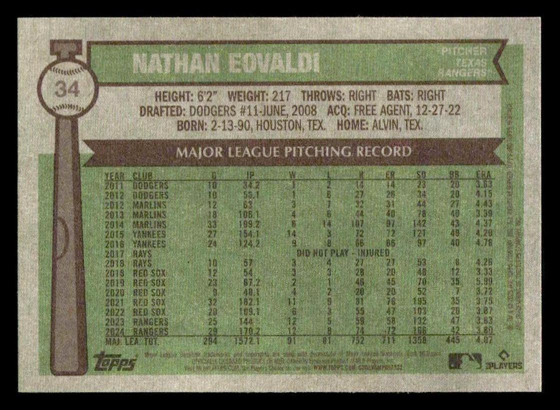 2025 Topps Heritage #34 Nathan Eovaldi
