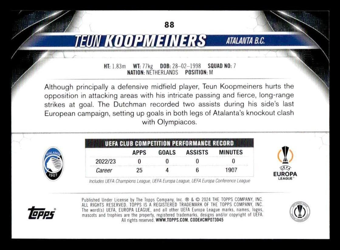 2023-24 Topps Jade Edition UEFA Club Competitions #88 Teun Koopmeiners