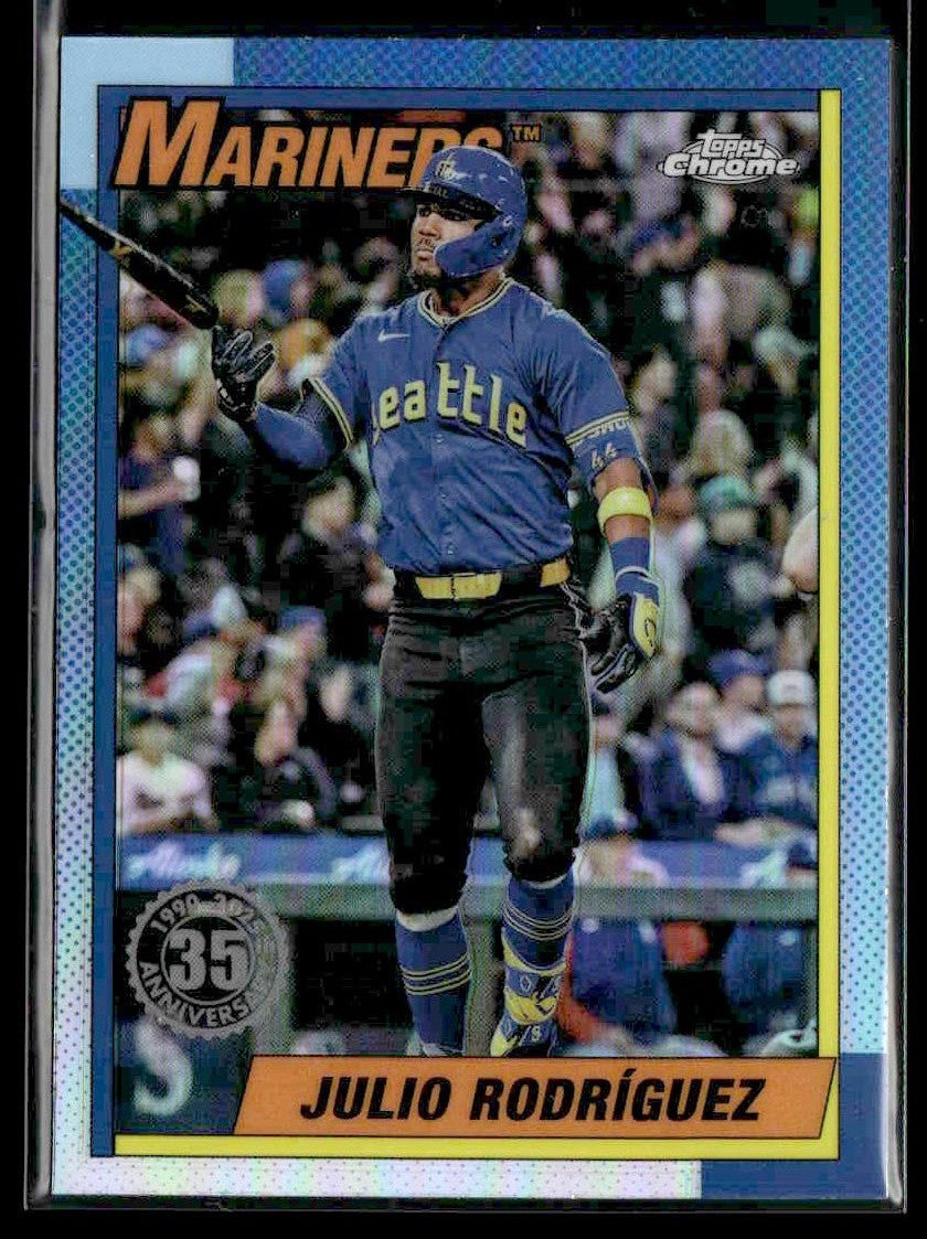 2025 Topps Chrome #90CB-6 Julio Rodriguez 1990 Topps Baseball 35th Anniversary
