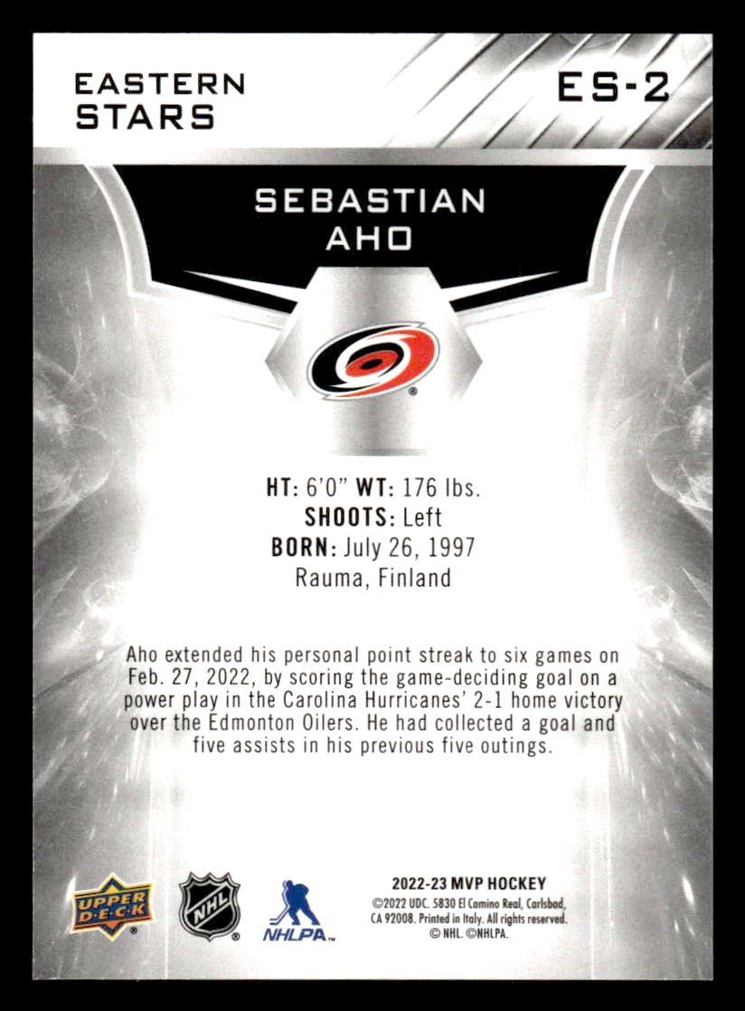 2022-23 Upper Deck MVP #ES-2 Sebastian Aho Eastern Stars