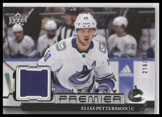 2022-23 Upper Deck Premier #PDJ-EP Elias Pettersson Premier Dynamic Jersey #/300