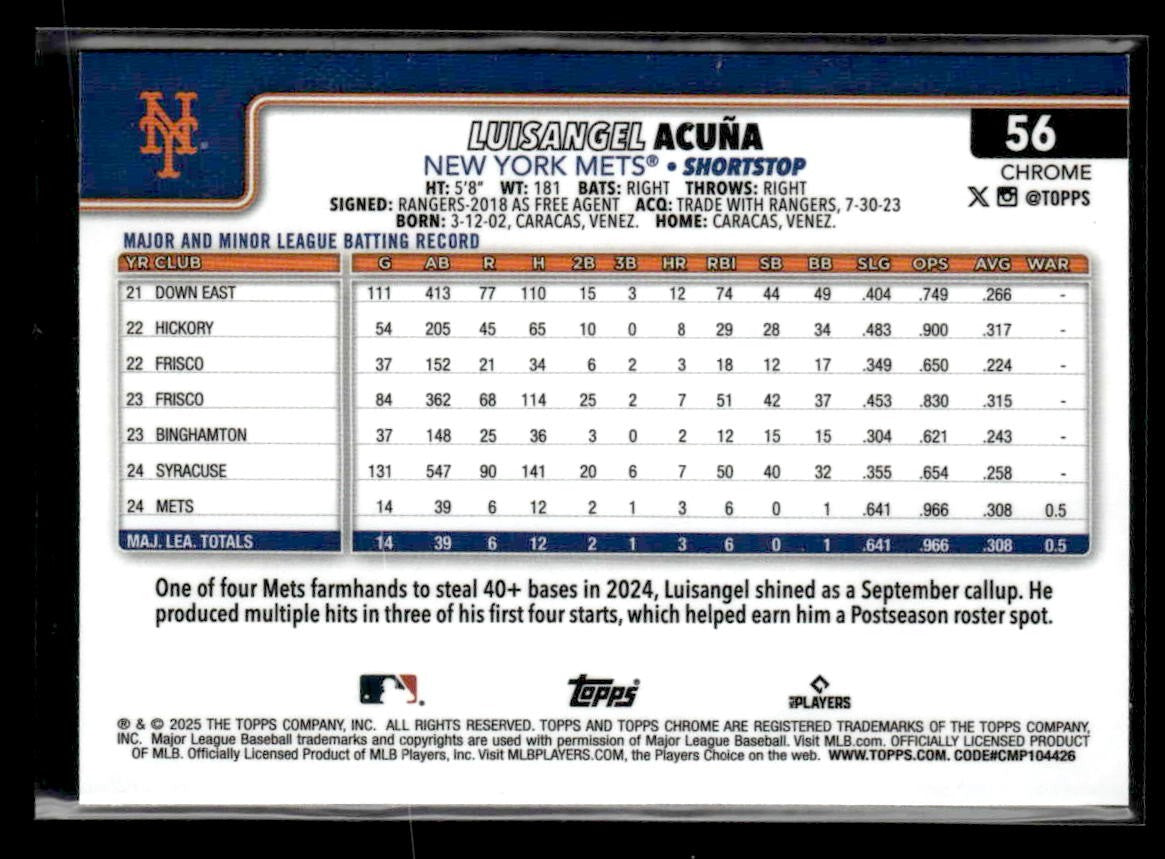 2025 Topps Chrome #56 Luisangel Acuña