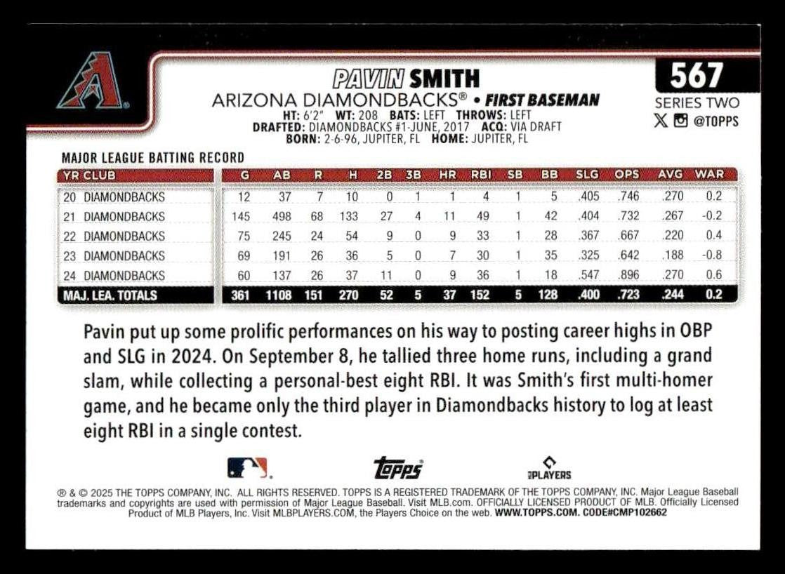 2025 Topps #567 Pavin Smith