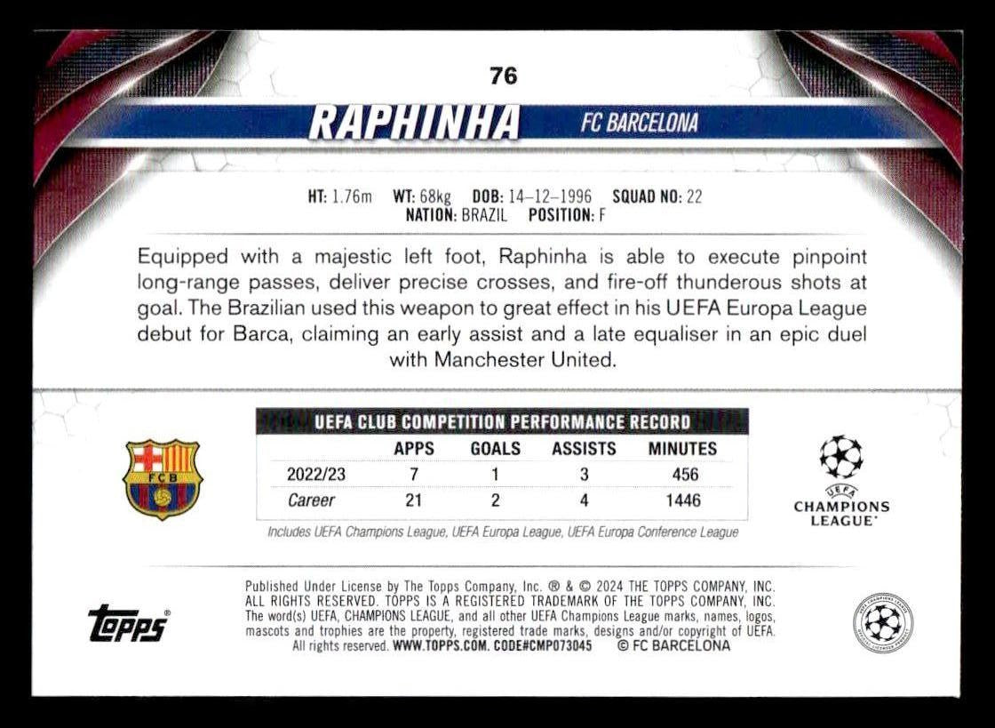 2023-24 Topps Jade Edition UEFA Club Competitions #76 Raphinha