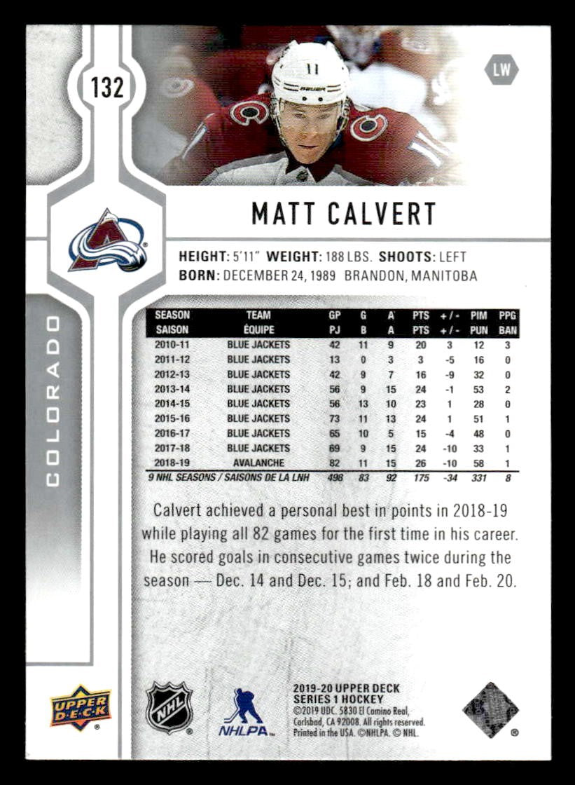 2019-20 Upper Deck #132 Matt Calvert