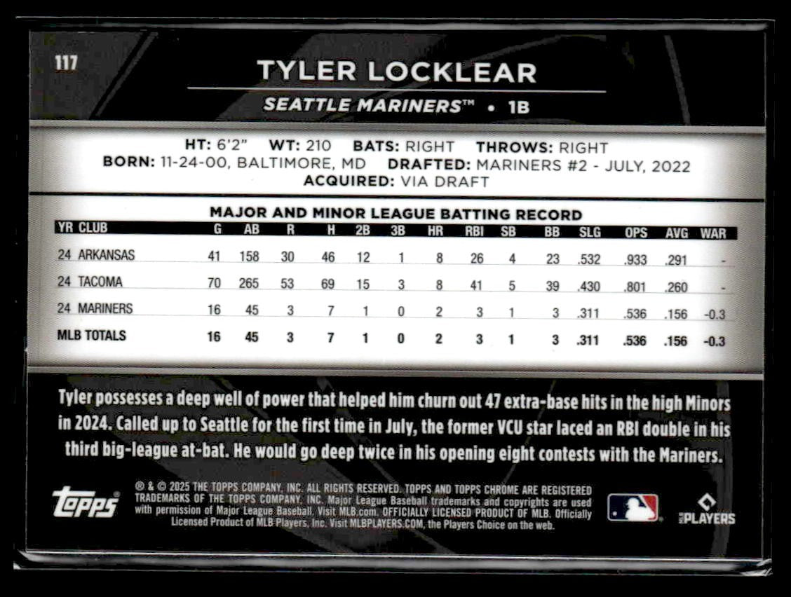 2025 Topps Chrome Black #117 Tyler Locklear