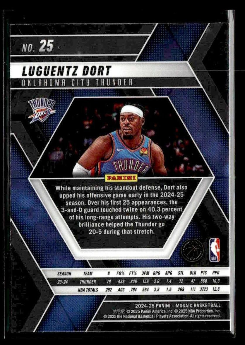2024-25 Panini Mosaic #25 Luguentz Dort