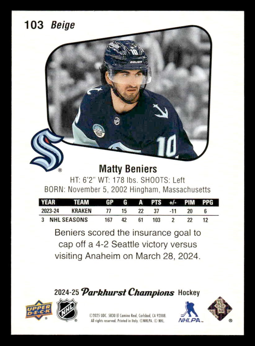 2024-25 Parkhurst Champions #103 Matty Beniers
