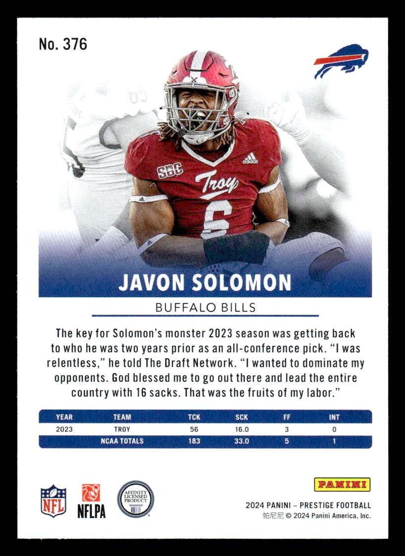 2024 Panini Prestige #376 Javon Solomon