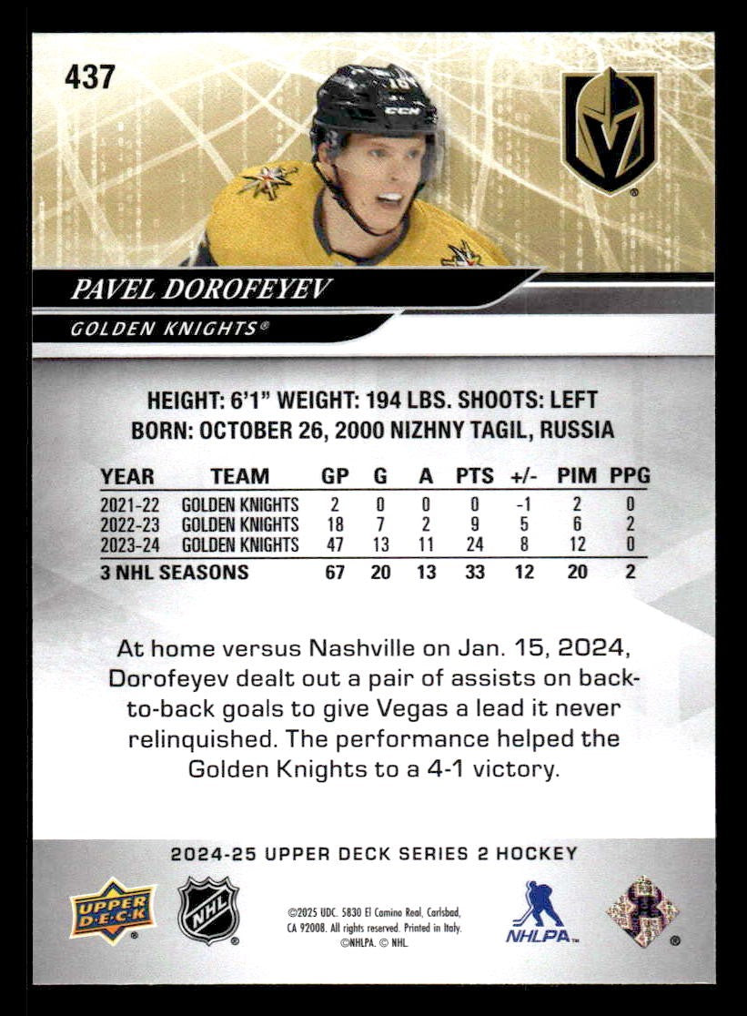 2024-25 Upper Deck #437 Pavel Dorofeyev