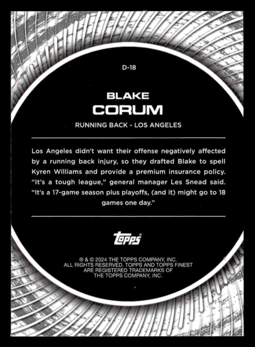 2024 Finest #D-18 Blake Corum Debut Sky Blue Refractor #/150