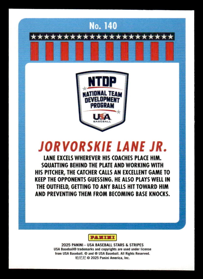 2025 Panini Stars and Stripes USA Baseball #140 Jorvorskie Lane Jr.