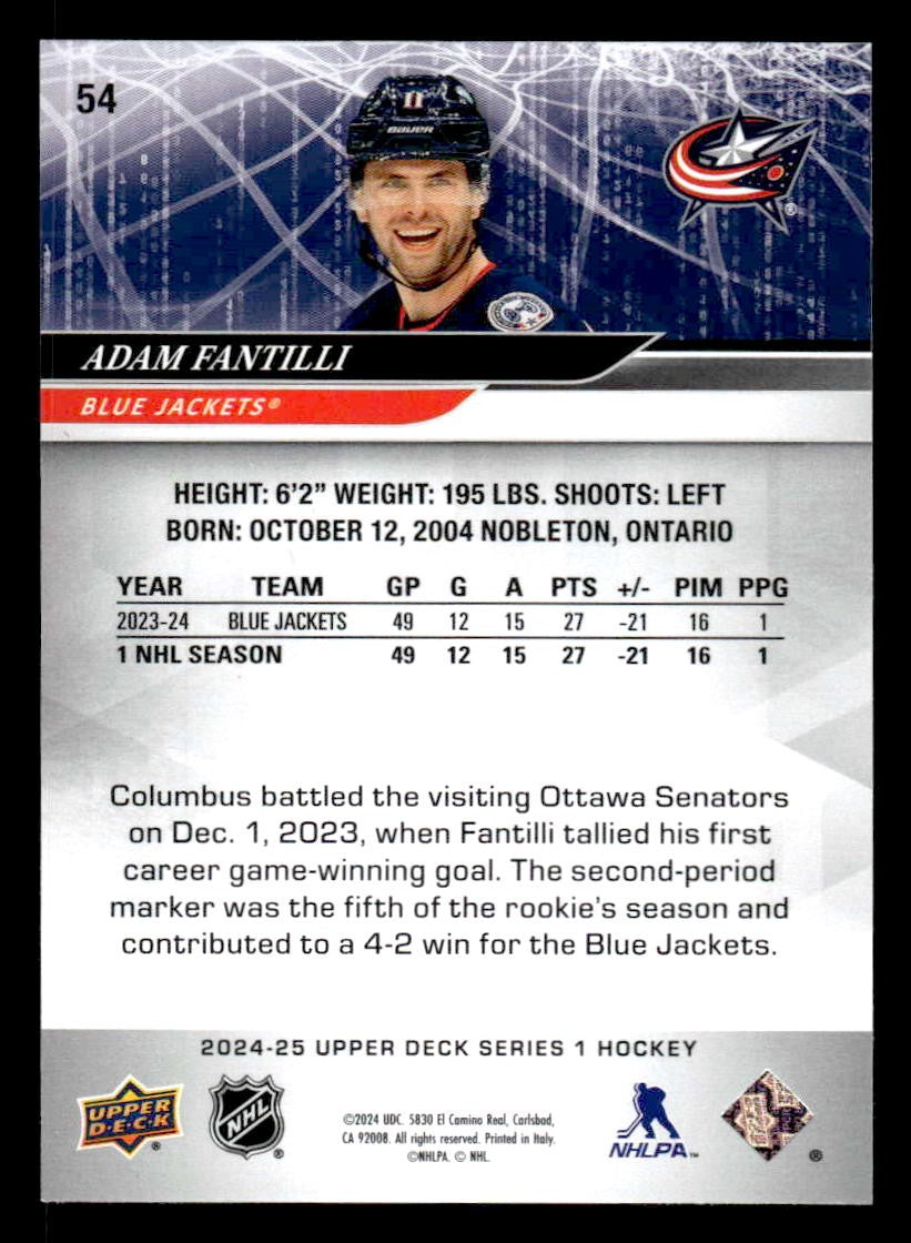 2024-25 Upper Deck #54 Adam Fantilli
