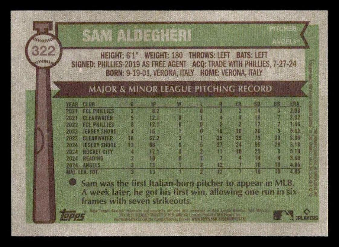 2025 Topps Heritage #322 Sam Aldegheri