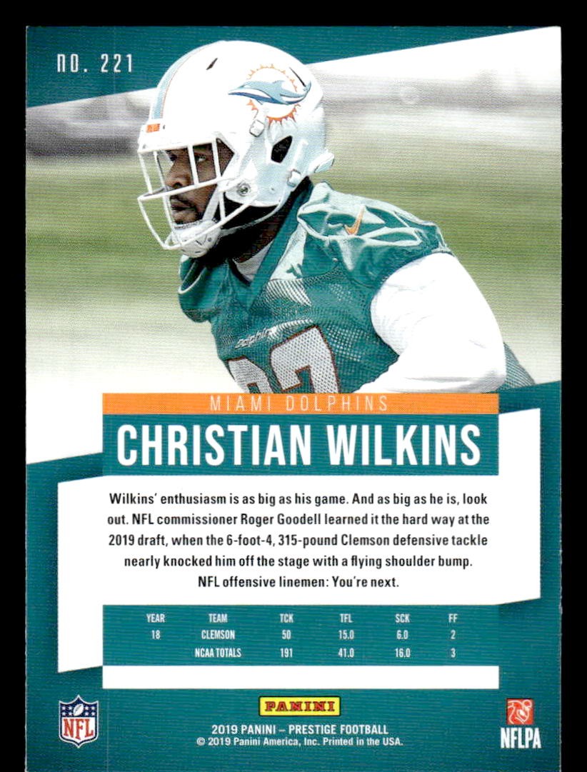 2019 Panini Prestige #221 Christian Wilkins