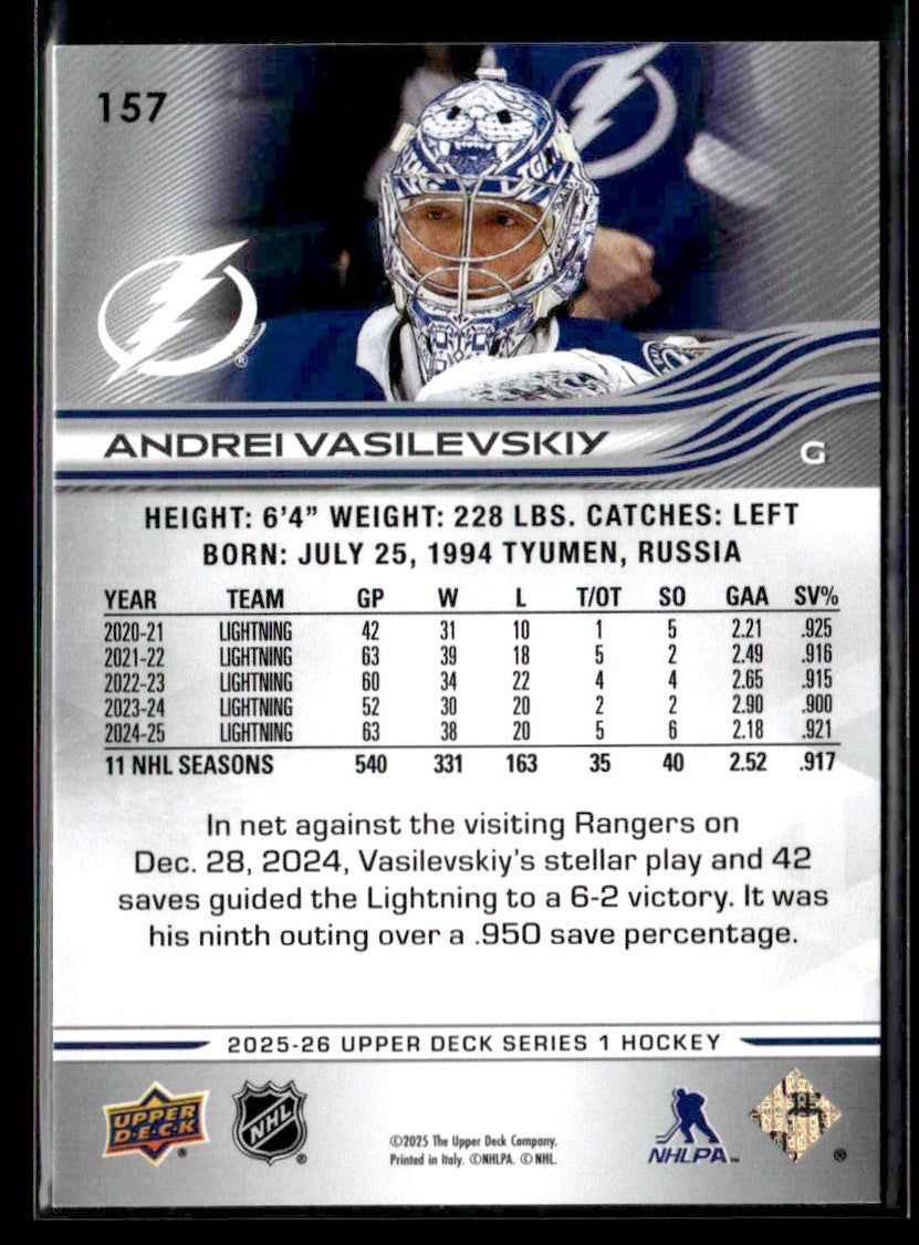 2025-26 Upper Deck #157 Andrei Vasilevskiy