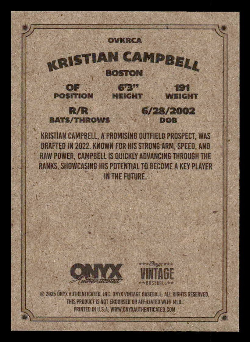 2025 Onyx Vintage #OVKRCA Kristian Campbell