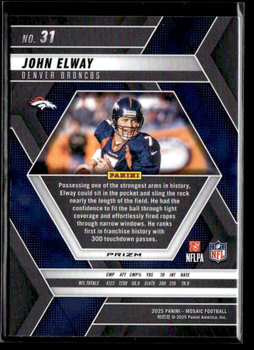 2025 Panini Mosaic #31 John Elway Silver