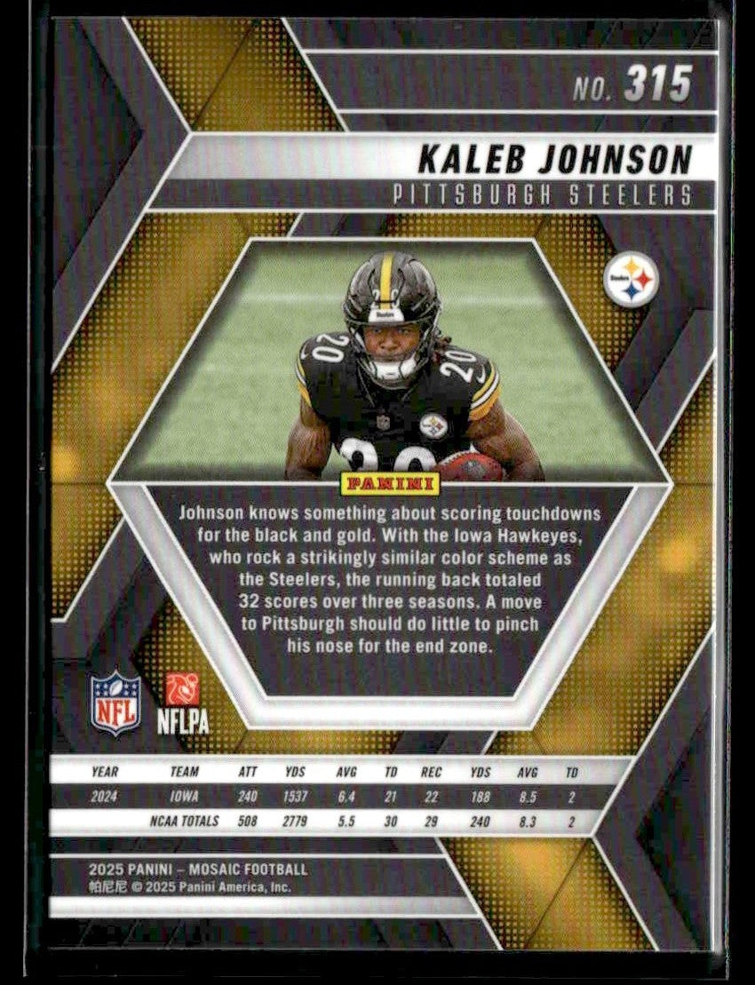 2025 Panini Mosaic #315 Kaleb Johnson