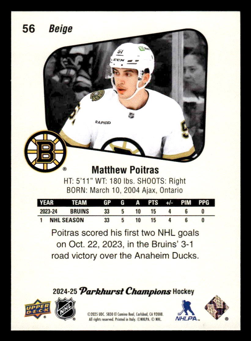 2024-25 Parkhurst Champions #56 Matthew Poitras