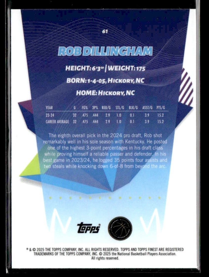 2024-25 Topps Finest #61 Rob Dillingham X-Fractor
